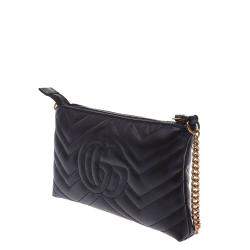 Pre Owned Gucci Black Leather GG Marmont Bag
