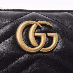 Pre Owned Gucci Black Leather GG Marmont Bag