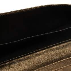 Pre Owned محفظة غ وتشي مايفاير كونتيننتال جلد و كانفاسGG بيج / ذهبي بفيونكة 