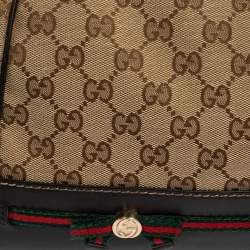 مملوكة مسبقًا حقيبة يد توتس غوتشي ماي فير فيونكة صغيرة جلد وكانفاس GG بيج/ بني داكن  