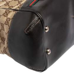 مملوكة مسبقًا حقيبة يد توتس غوتشي ماي فير فيونكة صغيرة جلد وكانفاس GG بيج/ بني داكن  