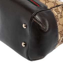 مملوكة مسبقًا حقيبة يد توتس غوتشي ماي فير فيونكة صغيرة جلد وكانفاس GG بيج/ بني داكن  