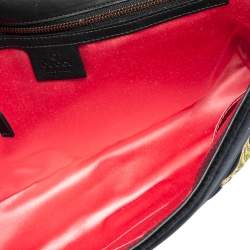 مملوكة مسبقًا Gucci Black Love Embroidered Matelassé Velvet Medium GG Marmont Shoulder Bag