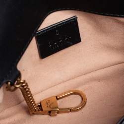 Pre Owned Gucci Black Matelasse Leather Super Mini GG Marmont Shoulder Bag