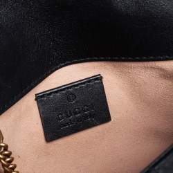 Pre Owned Gucci Black Matelasse Leather Super Mini GG Marmont Shoulder Bag