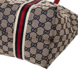 Pre Owned Gucci Beige/Red GG Canvas And Leather Jolicoeur Tote