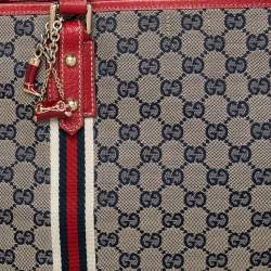 Pre Owned Gucci Beige/Red GG Canvas And Leather Jolicoeur Tote