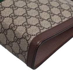 Pre Owned Gucci Beige/Brown GG Supreme Canvas and Leather Ophidia Pouch