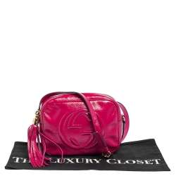Pre Owned Gucci Pink Patent Leather Small Soho Disco Crossbody Bag