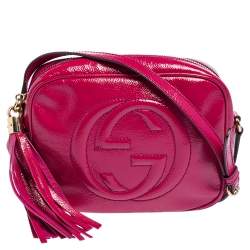Pre Owned Gucci Pink Patent Leather Small Soho Disco Crossbody Bag