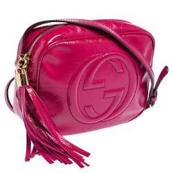 Pre Owned Gucci Pink Patent Leather Small Soho Disco Crossbody Bag