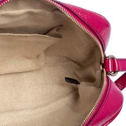 Pre Owned Gucci Pink Patent Leather Small Soho Disco Crossbody Bag