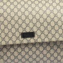 Pre Owned Gucci Beige/Blue GG Supreme Canvas and Leather Diaper Messenger Bag