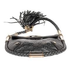 Pre Owned Gucci Metallic Grey Guccissima Leather Small Britt Tassel Hobo