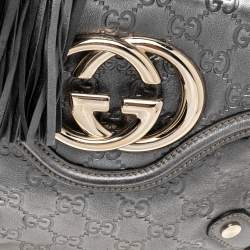 Pre Owned Gucci Metallic Grey Guccissima Leather Small Britt Tassel Hobo