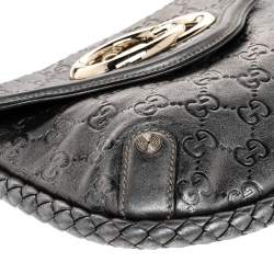 Pre Owned Gucci Metallic Grey Guccissima Leather Small Britt Tassel Hobo