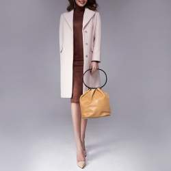 Pre Owned Gucci Beige Leather Ring Top Handle Bag