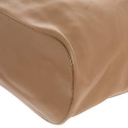 Pre Owned Gucci Beige Leather Ring Top Handle Bag