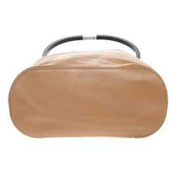 Pre Owned Gucci Beige Leather Ring Top Handle Bag