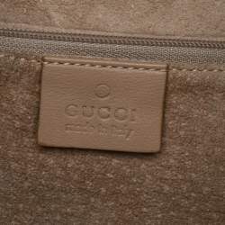 Pre Owned Gucci Beige Leather Ring Top Handle Bag