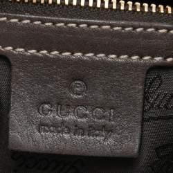 Pre Owned حقيبة هوبو غوتشي هيستيريا جلد وكانفاس جي جي كريستال بيج/بني كبيرة 