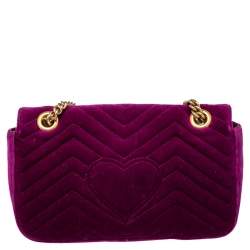 Pre Owned حقيبة كتف غوتشي جي جي مارمونت قطيفة ماتيلاس بنفسجي صغيرة 