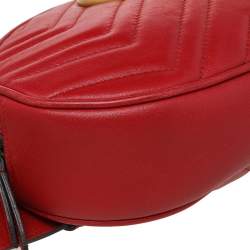 Gucci Red Quilted Leather GG Marmont Belt Bag