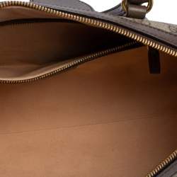 Pre Owned Gucci Beige/Brown GG Supreme Canvas and Leather Medium Ophidia Boston Bag  