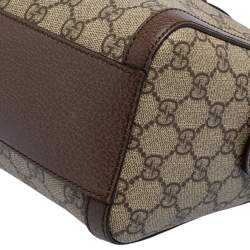 Pre Owned Gucci Beige/Brown GG Supreme Canvas and Leather Medium Ophidia Boston Bag  