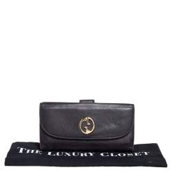 Gucci Dark Brown Leather 1973 Flap Continental Wallet