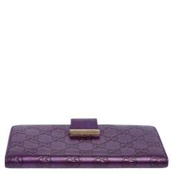 Gucci Purple Guccissima Leather Flap Continental Wallet