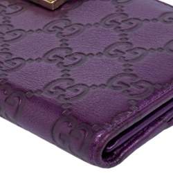 Gucci Purple Guccissima Leather Flap Continental Wallet