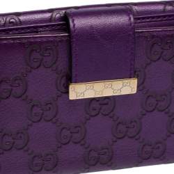 Gucci Purple Guccissima Leather Flap Continental Wallet