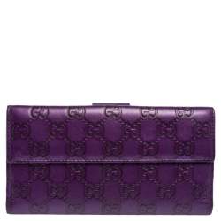 Gucci Purple Guccissima Leather Flap Continental Wallet