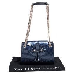 Pre Owned حقيبة كتف غوتشي إميلي جلد غوتشيسيما أسود صغيرة بسلسلة