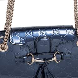 Pre Owned حقيبة كتف غوتشي إميلي جلد غوتشيسيما أسود صغيرة بسلسلة