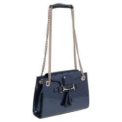 Pre Owned حقيبة كتف غوتشي إميلي جلد غوتشيسيما أسود صغيرة بسلسلة