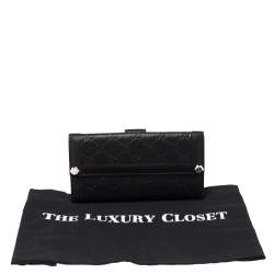 Gucci Black Guccissima Leather Charmy Continental Wallet