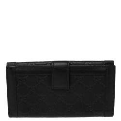 Gucci Black Guccissima Leather Charmy Continental Wallet