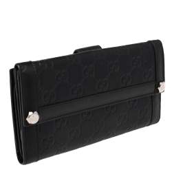 Gucci Black Guccissima Leather Charmy Continental Wallet