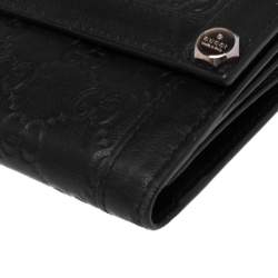 Gucci Black Guccissima Leather Charmy Continental Wallet