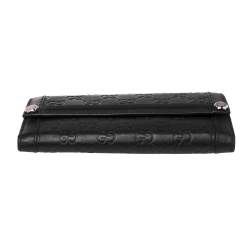 Gucci Black Guccissima Leather Charmy Continental Wallet