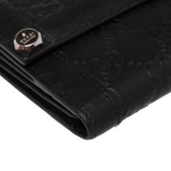 Gucci Black Guccissima Leather Charmy Continental Wallet