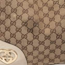 Pre Owned Gucci Beige GG Canvas And Leather Lovely Heart Hobo