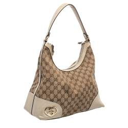 Pre Owned Gucci Beige GG Canvas And Leather Lovely Heart Hobo
