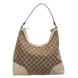 Pre Owned Gucci Beige GG Canvas And Leather Lovely Heart Hobo