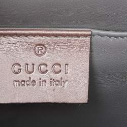 Pre Owned Gucci Metallic Gold Leather Crystal Embellished Interlocking G Broadway Clutch