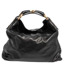 Gucci handbag bag 114900 HORSEBIT HOBO L BLACK LEATHER BLACK LEATHER HAND  BAG ref.691440 - Joli Closet