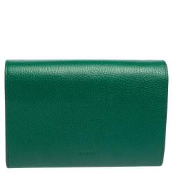 Pre Owned Gucci Green Leather Dionysus Wallet On Chain