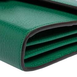 Pre Owned Gucci Green Leather Dionysus Wallet On Chain